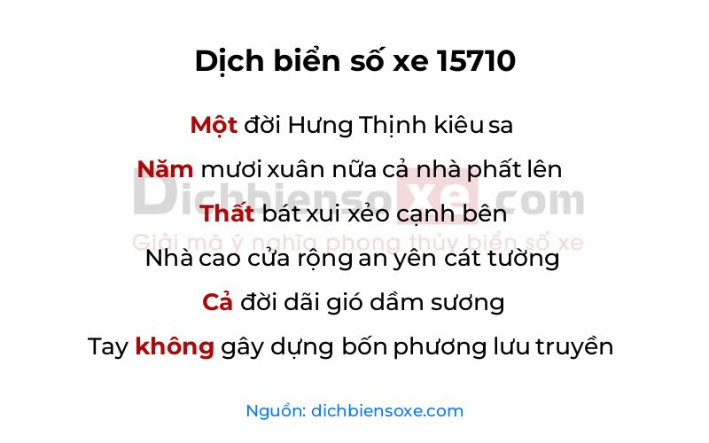 Dịch thơ biển số 15710
