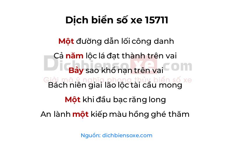 Dịch thơ biển số 15711