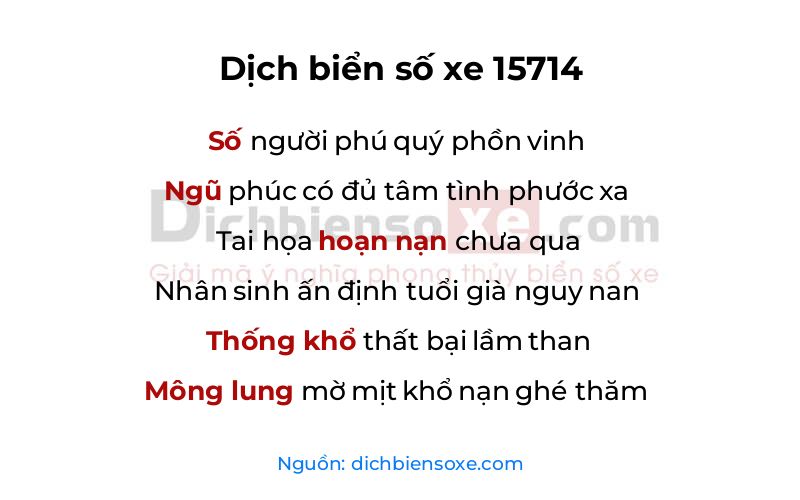 Dịch thơ biển số 15714