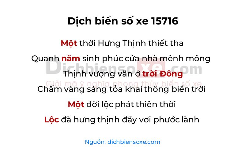 Dịch thơ biển số 15716