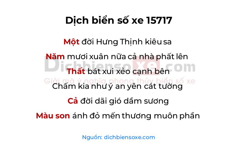 Dịch thơ biển số 15717