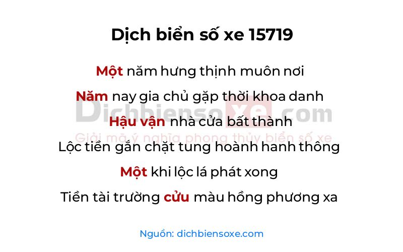 Dịch thơ biển số 15719