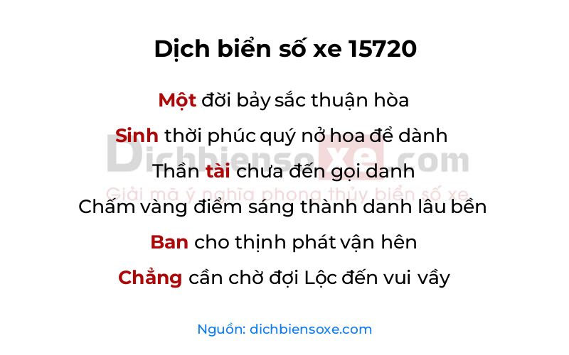 Dịch thơ biển số 15720