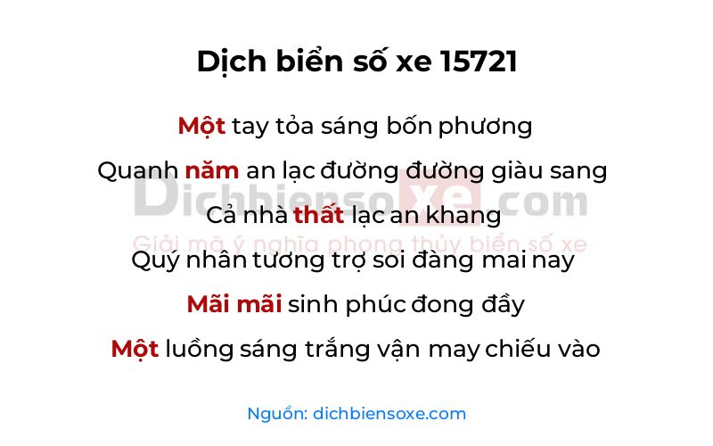 Dịch thơ biển số 15721