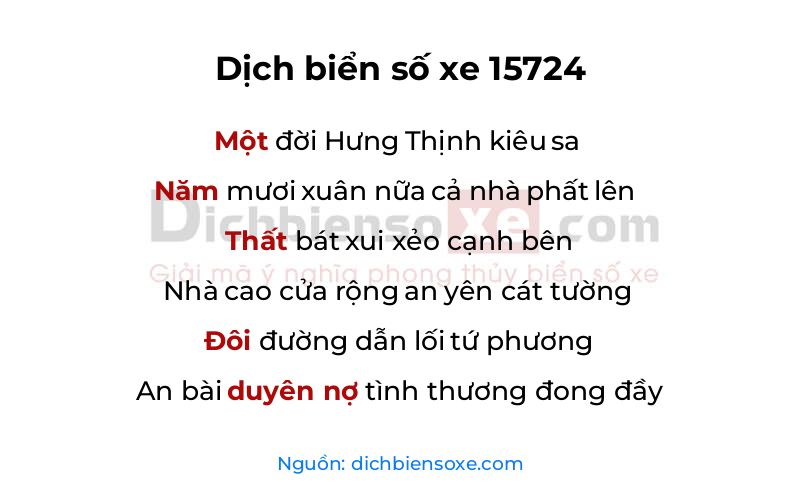Dịch thơ biển số 15724