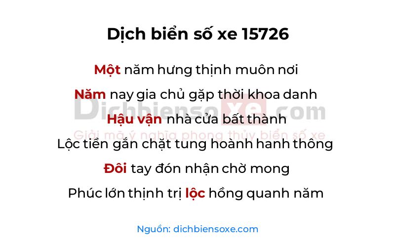 Dịch thơ biển số 15726