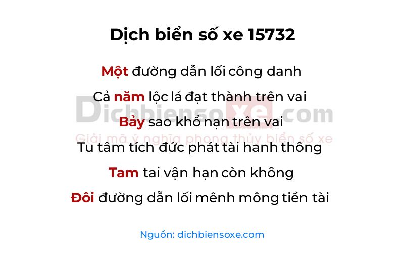 Dịch thơ biển số 15732