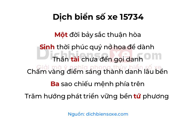 Dịch thơ biển số 15734