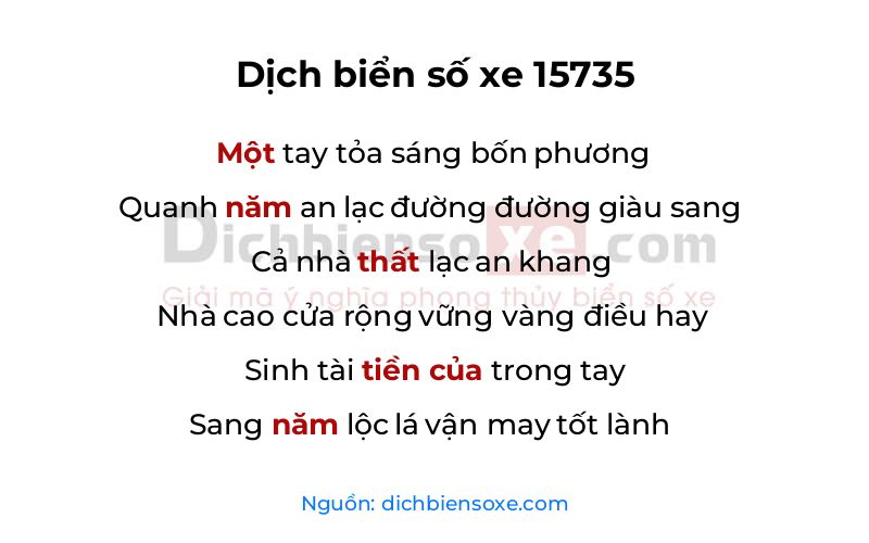 Dịch thơ biển số 15735