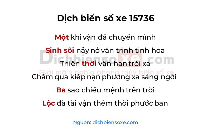 Dịch thơ biển số 15736