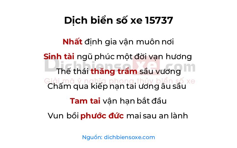Dịch thơ biển số 15737