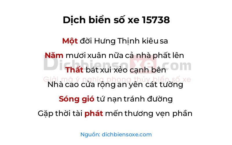 Dịch thơ biển số 15738