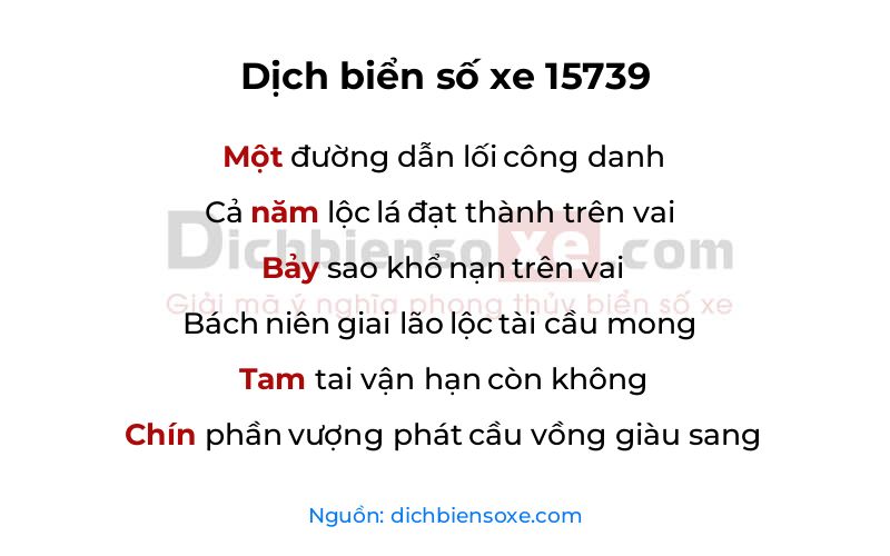 Dịch thơ biển số 15739