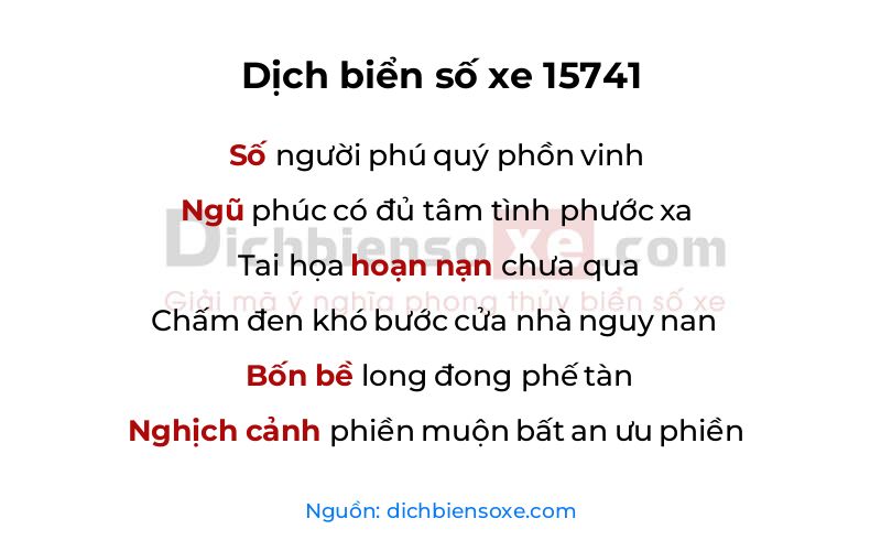 Dịch thơ biển số 15741