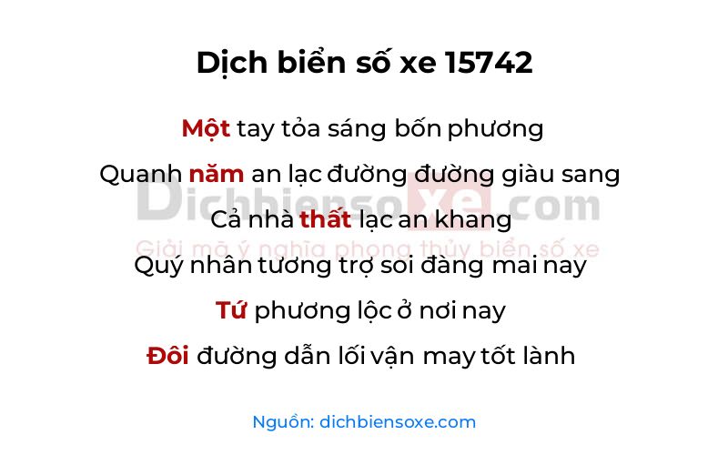 Dịch thơ biển số 15742