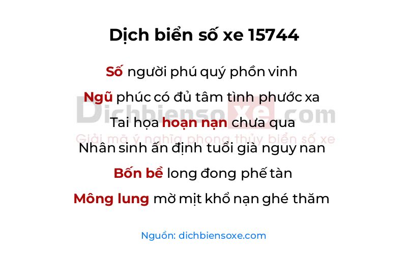 Dịch thơ biển số 15744