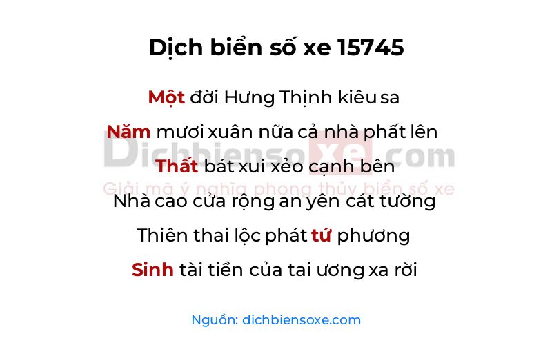 Dịch thơ biển số 15745