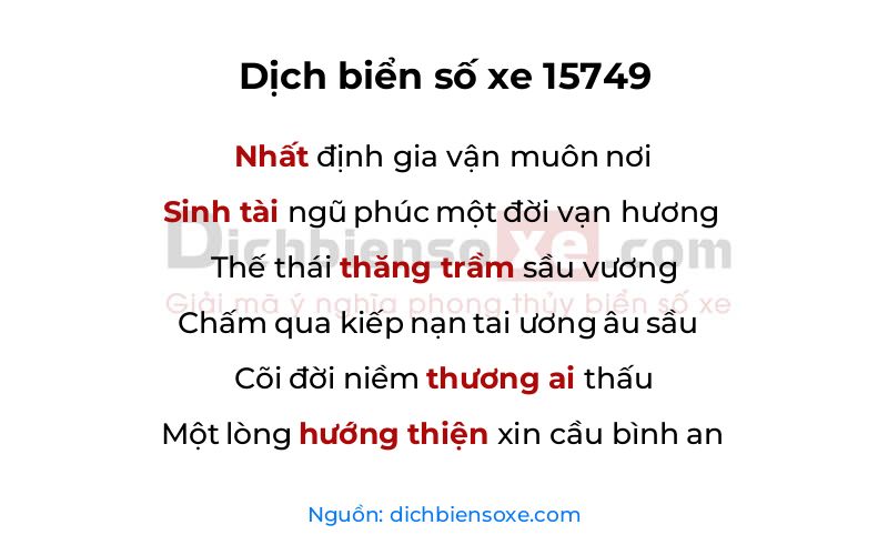 Dịch thơ biển số 15749