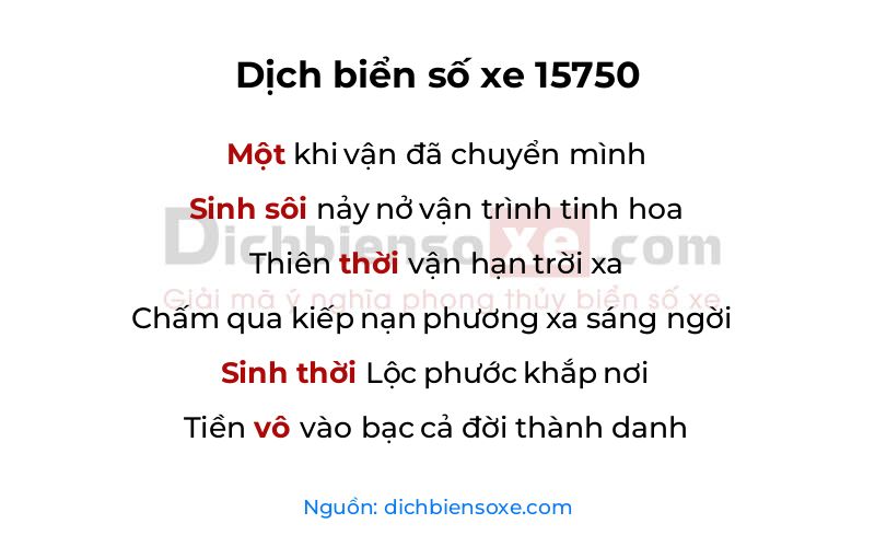 Dịch thơ biển số 15750