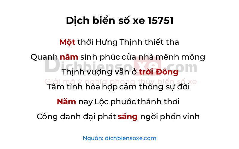 Dịch thơ biển số 15751