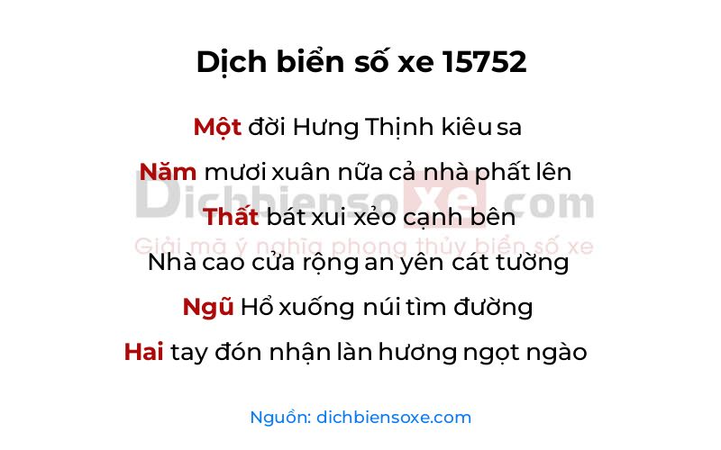 Dịch thơ biển số 15752
