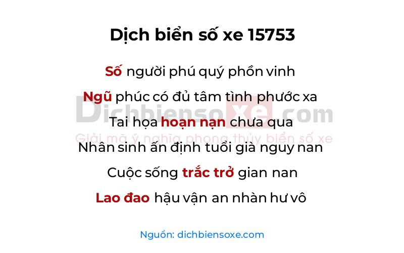 Dịch thơ biển số 15753