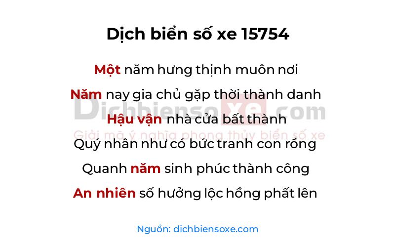 Dịch thơ biển số 15754
