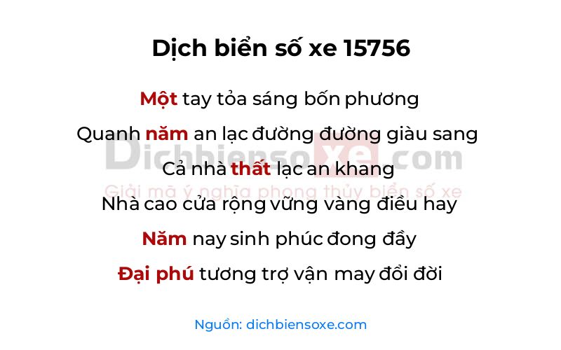 Dịch thơ biển số 15756