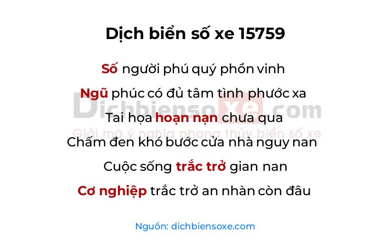 Dịch thơ biển số 15759