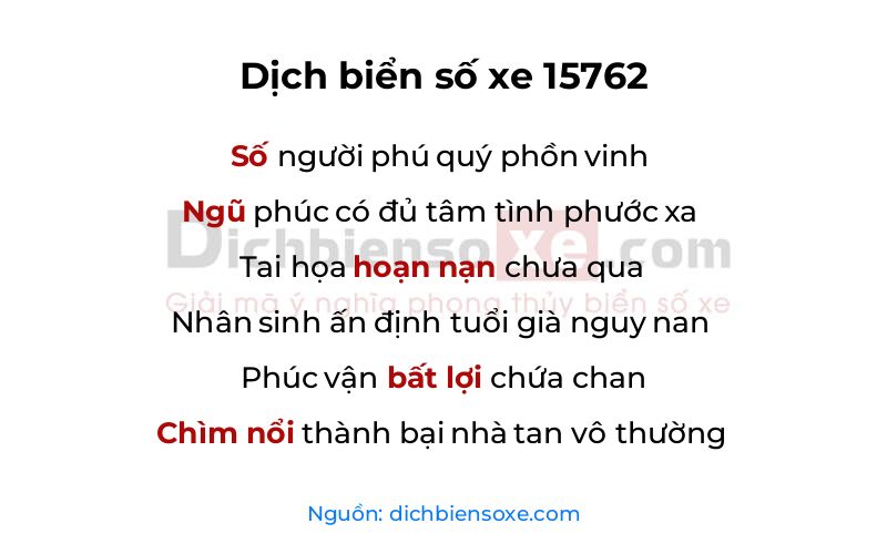 Dịch thơ biển số 15762