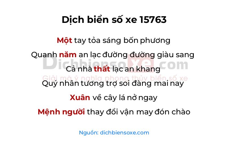 Dịch thơ biển số 15763