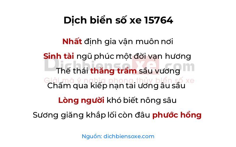 Dịch thơ biển số 15764