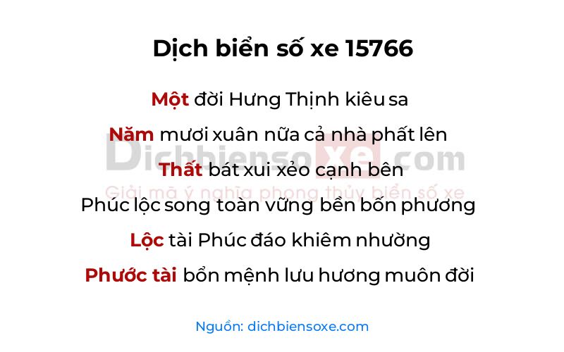 Dịch thơ biển số 15766