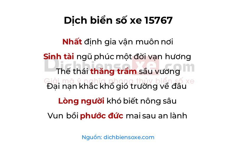 Dịch thơ biển số 15767