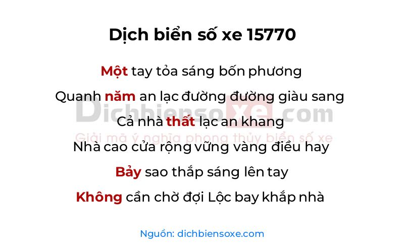 Dịch thơ biển số 15770