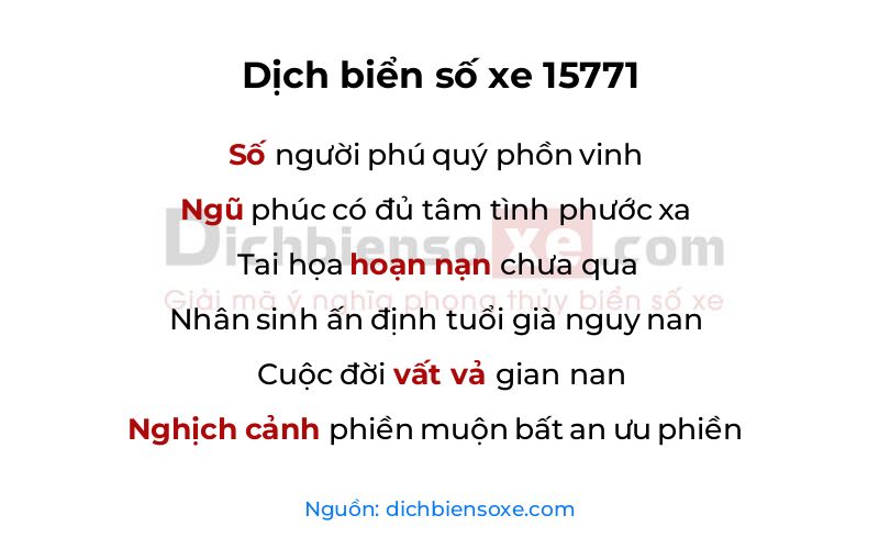 Dịch thơ biển số 15771