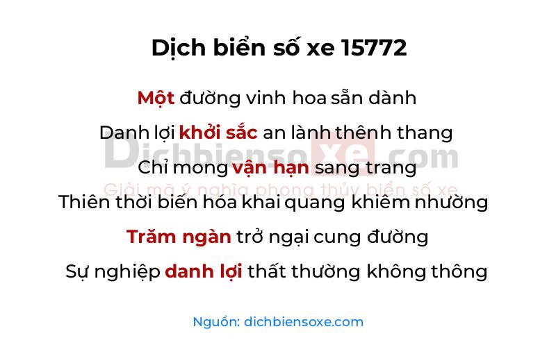 Dịch thơ biển số 15772