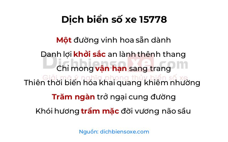 Dịch thơ biển số 15778