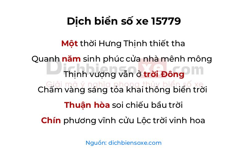 Dịch thơ biển số 15779