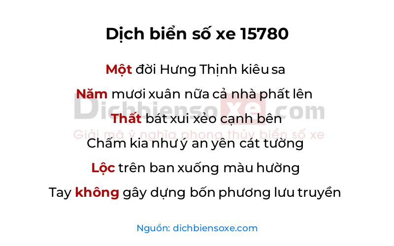 Dịch thơ biển số 15780