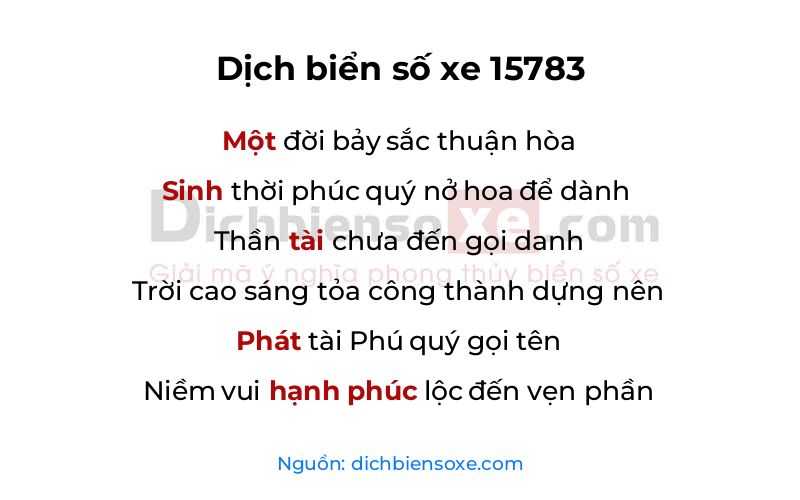 Dịch thơ biển số 15783