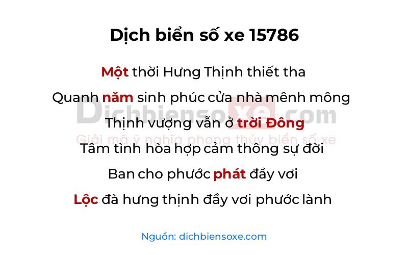 Dịch thơ biển số 15786