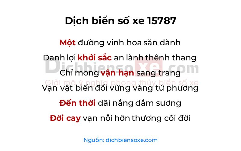 Dịch thơ biển số 15787