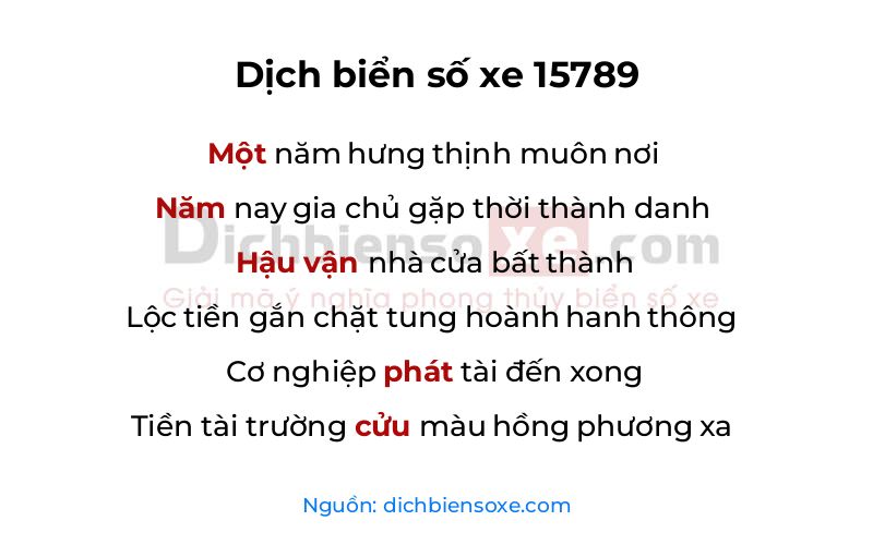 Dịch thơ biển số 15789