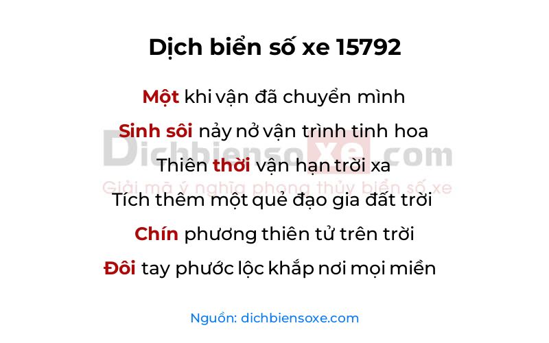 Dịch thơ biển số 15792