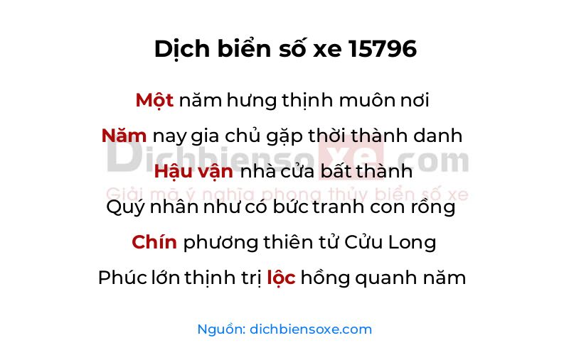 Dịch thơ biển số 15796