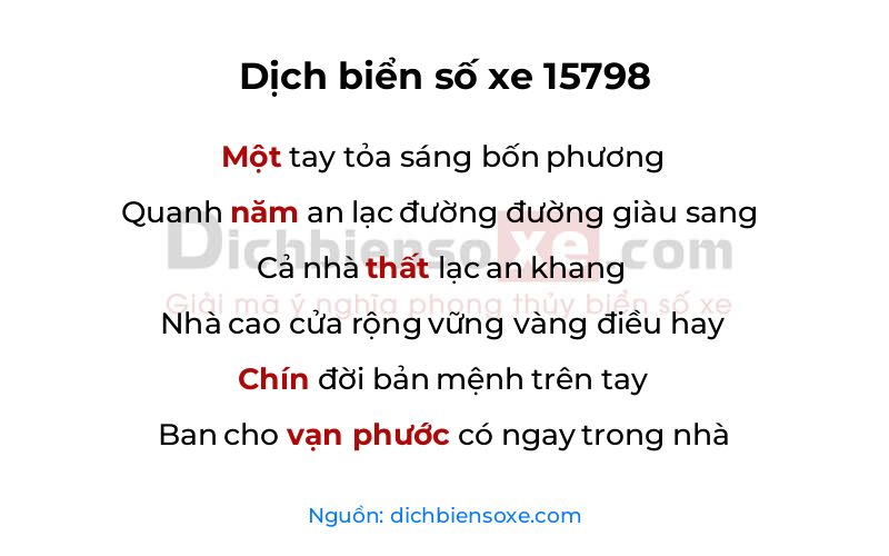 Dịch thơ biển số 15798