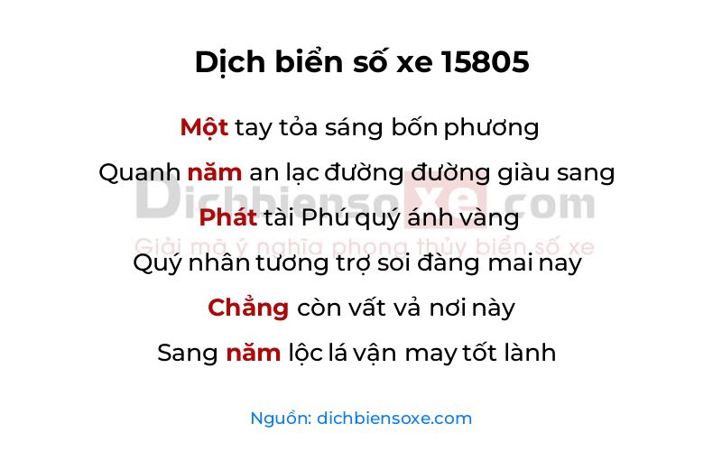 Dịch thơ biển số 15805