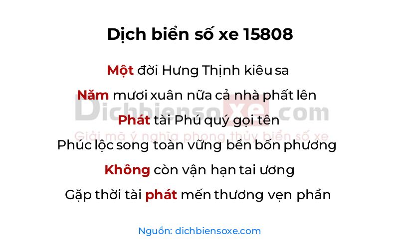Dịch thơ biển số 15808