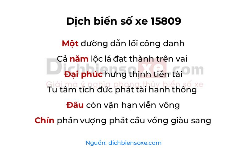 Dịch thơ biển số 15809